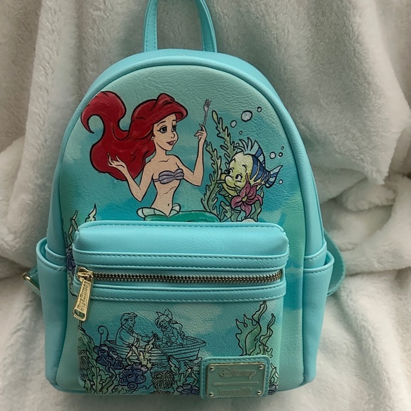 Disney Loungefly Ariel The Little Mermaid Mini Backpack with Cardholder - Picture 1 of 9